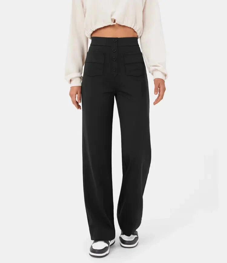 High-waisted elastische casual broek - Kursava