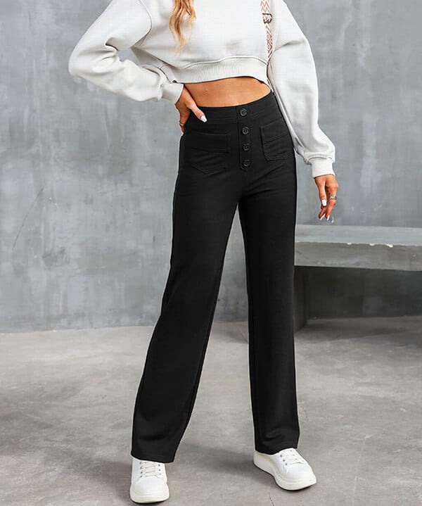 High-waisted elastische casual broek - Kursava