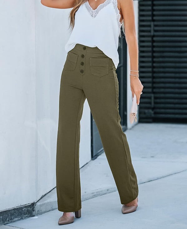 High-waisted elastische casual broek - Kursava