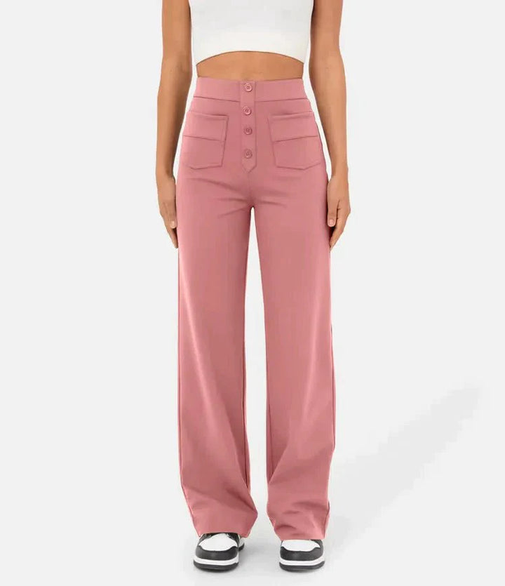 High-waisted elastische casual broek - Kursava